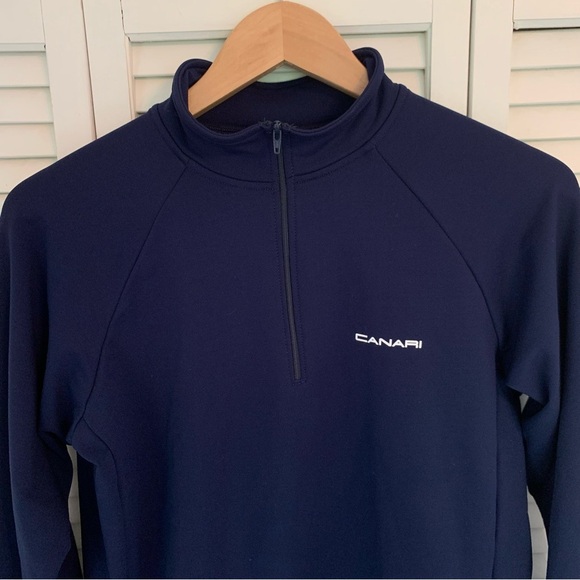 Canari Men’s Large Navy Blue Long Sleeve Cycling Racing Jersey 1/4 Zip USA Made - Picture 3 of 12